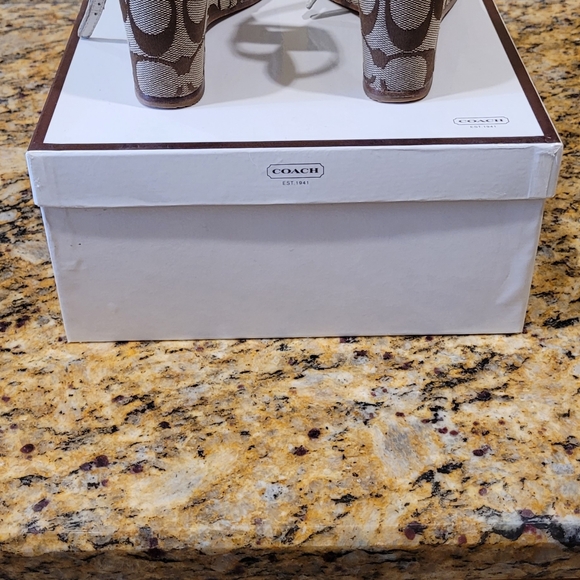 Authentic multi-colored Coach Signature wedge sandals - Picture 3 of 5